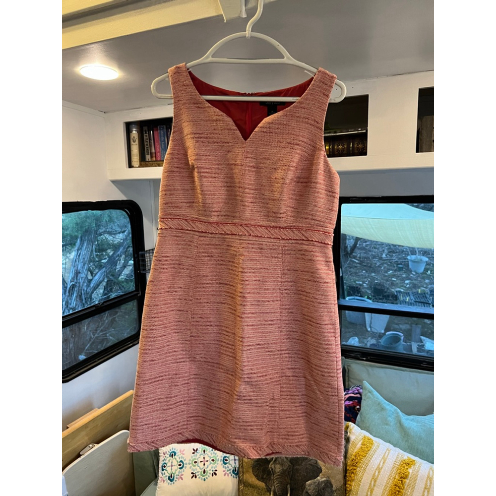 Women's White House Black Market Coral Tweed Shift Dress Size 10